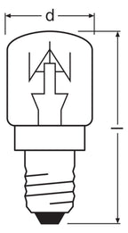 Osram SPC.T OVEN CL 15W E14 klar 300° FS1 Birnenformlampe T-Kolben Backofen